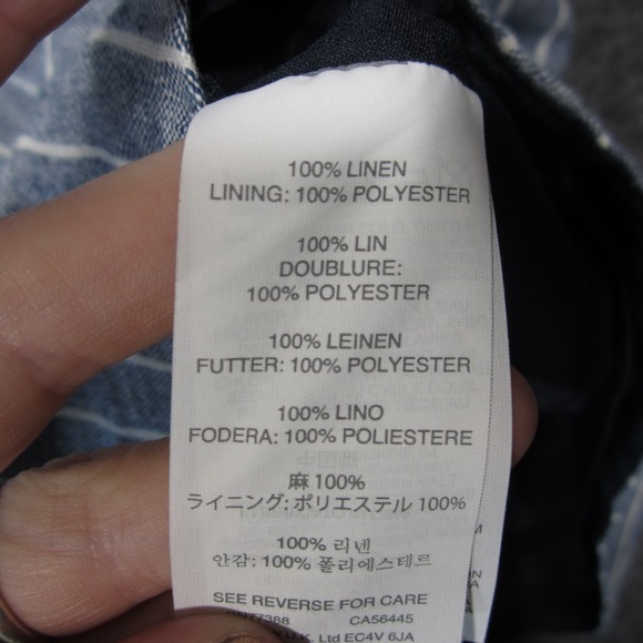 J Crew‎ Linen Mini Dress 2 Blue White Striped A-Line Pleated Cutout Back Coastal - Picture 9 of 10